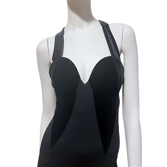 Y2K Bebe Halter Dress S Velour Bodycon Bandage Sexy Club Vamp Femme Bombshell - Picture 3 of 13